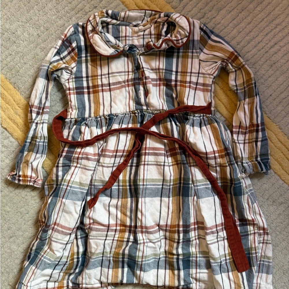 Plaid Long Sleeve Dress with Belt size 6
